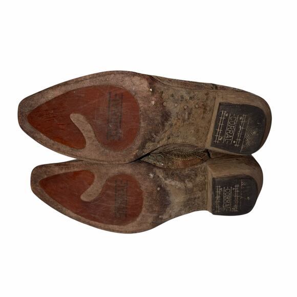 Corral Brown Leather Turquoise Glitter Inlay & Stitching Boots Snip Toe A3352 7M - Picture 11 of 16